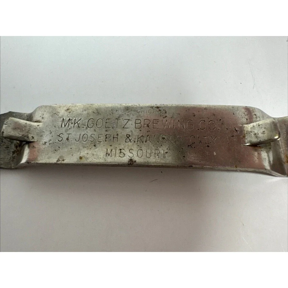 Vintage Bottle Can Opener MK Goetz Brewing Co Country Club Stout Malt Liquor
